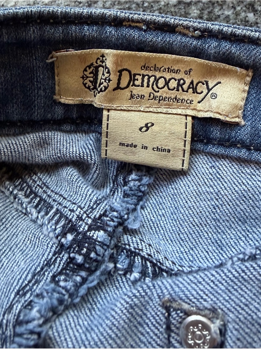 Democracy Women's Distressed Blue Boyfriend Jeans - Picture 4 of 5
